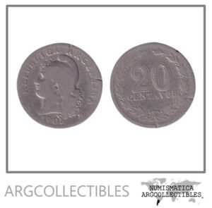 Argentina Moneda Nacional 20 Centavos 1905 Niquel F