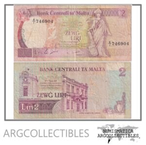 Malta Billete 2 Liri 1989 P-41 VF