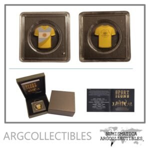 CHAD Estuche Moneda 3.000 Francos 2025 Argentina Camiseta de Futbol Color Oro 999-1/1000 Onza UNC