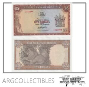 Rhodesia Billete 5 Dolares 1978 P-36b AU