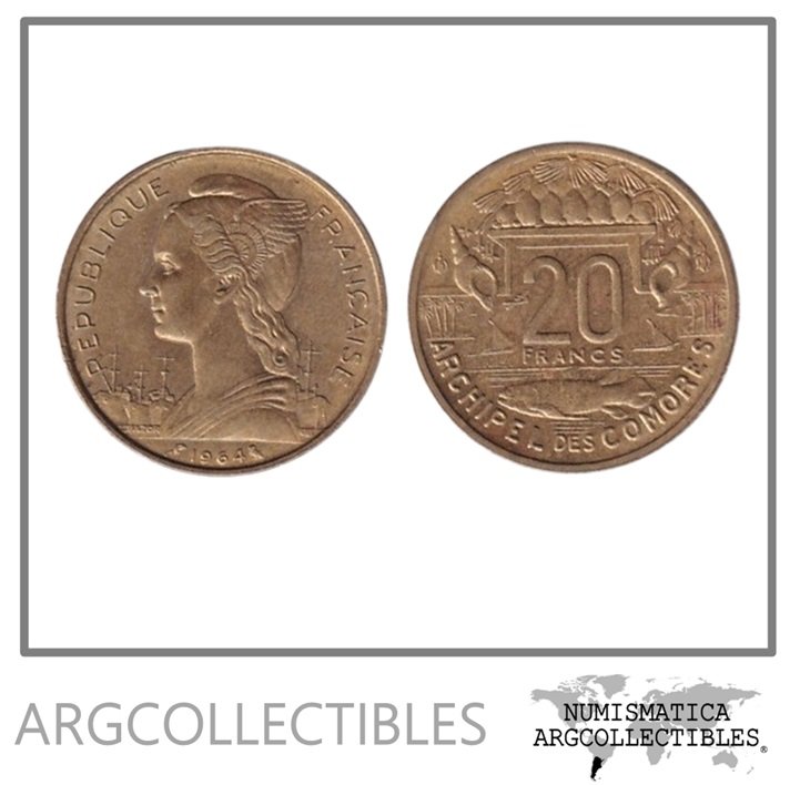 Comores Moneda 20 Francos 1964 Bronce KM-8 AU