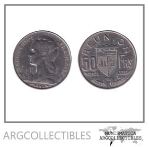 Reunion Moneda 50 Francos 1964 Niquel KM-12 XF
