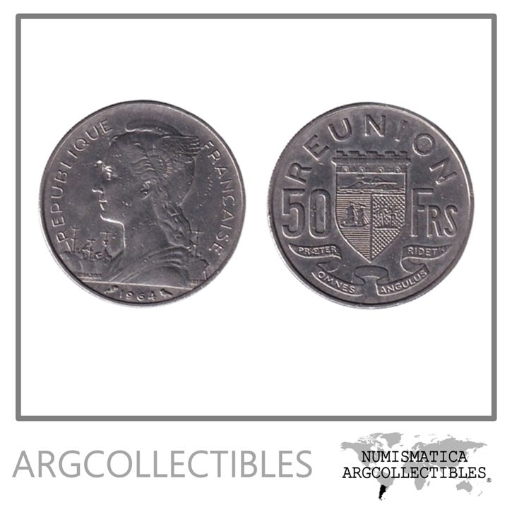 Reunion Moneda 50 Francos 1964 Niquel KM-12 VF+