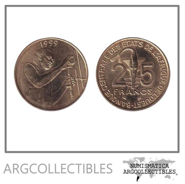 Africa Del Oeste Moneda 25 Francos 1999 FAO Laton KM-9 UNC
