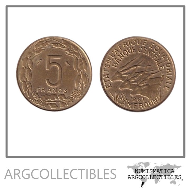 Estados de Africa Ecuatorial Camerun Moneda 5 Francos 1961 Cobre KM-1 AU