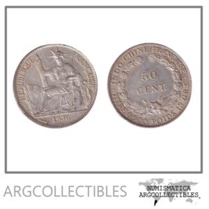 Indochina Francesa Moneda 50 Centavos 1936 Plata 900 KM-4a.2 AU
