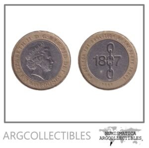 Inglaterra Moneda 2 Pounds 2007 Bimetalica 200 Aniversario Abolicion Esclavitud KM-1075 VF+