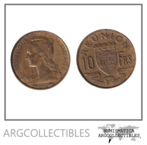 Reunion Moneda 10 Francos 1955 Bronce KM-10 VF+