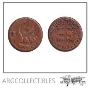 Madagascar Moneda 50 Centimos 1943 Bronce KM-1 XF