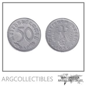 Alemania Nazi Moneda 50 Pfening 1939 A Aluminio AU