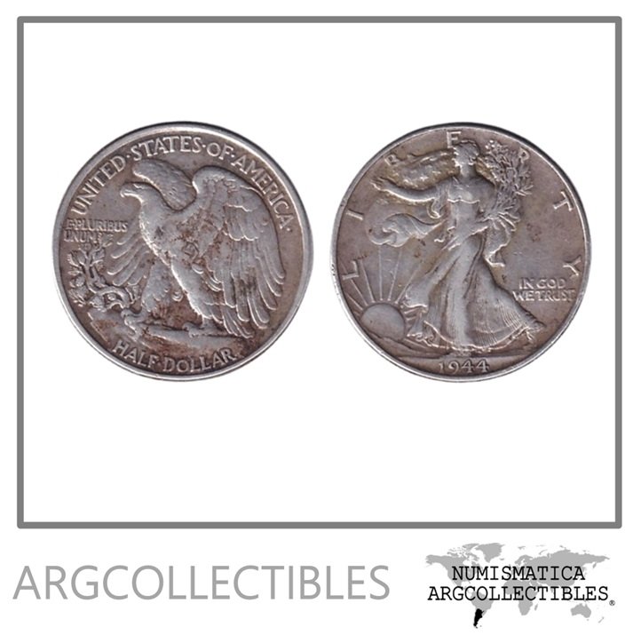 USA Moneda 1/2 Dolar 1944 Plata 900 Liberty KM-142 VF