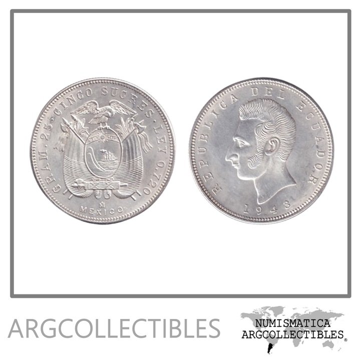 Ecuador Moneda 1 Sucre 1943 Mexico Plata 720 KM-79 AU