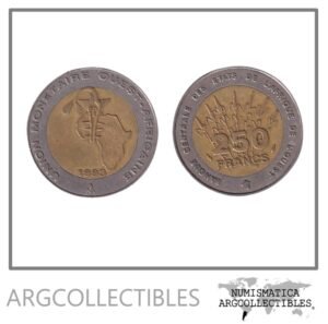 Africa del Oeste Moneda 250 Francos 1993 Bimetalica KM-13 VF
