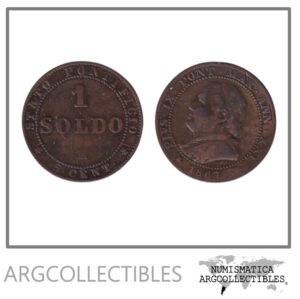 Vaticano Moneda 1 Soldo / 5 Centavos 1867 R Cobre KM-1372.2 VF