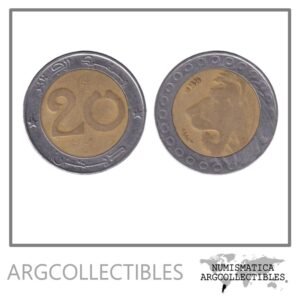 Argelia Moneda 20 Dinars 1996 Leon Bimetalica KM-125 VF