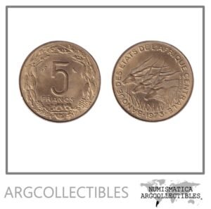 Africa Central Moneda 5 Francos 1973 Laton KM-7 AU