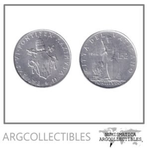 Vaticano Moneda 2 Liras 1964 Aluminio Papa Pablo VI KM-77 UNC