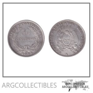 Uruguay Moneda 50 Centavos 1894 Silver Plata 900 KM-16 VF