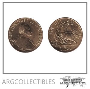 Vaticano Moneda 200 Liras 1982 Papa Juan Pablo II Bronce KM-165 UNC