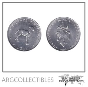 Vaticano Moneda 2 Liras 1974 Papa Pablo VI Aluminio KM-117 UNC