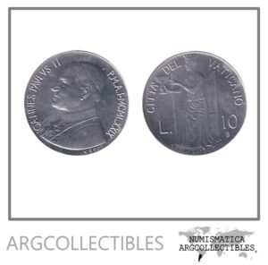 Vaticano Moneda 10 Liras 1979 Papa Juan Pablo II Aluminio KM-143 UNC