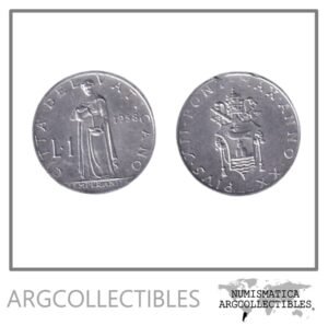 Vaticano Moneda 1 Lira 1958 Papa Pio XII Aluminio KM-49 UNC