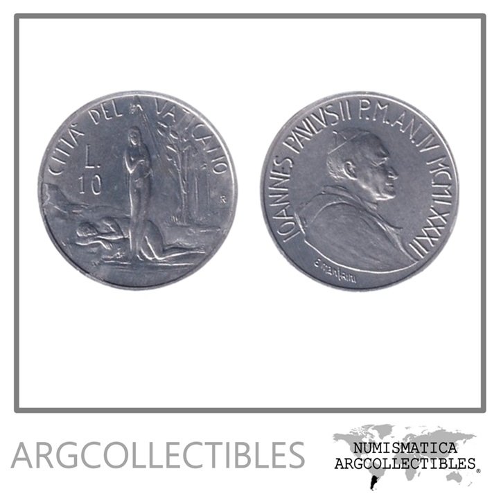 Vaticano Moneda 10 Liras 1982 Papa Juan Pablo II Aluminio KM-161 UNC