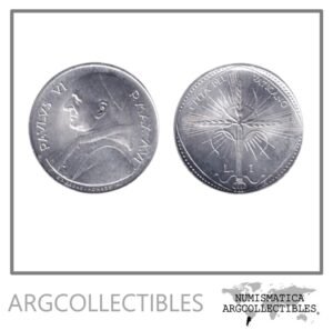Vaticano Moneda 1 Lira 1968 Papa Pablo VI Aluminio KM-100 UNC