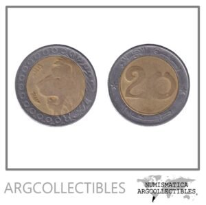 Argelia Moneda 20 Dinars 1992 Leon Bimetalica KM-125 VF
