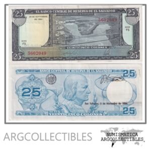 El Salvador Billete 25 Colones 1983 P-136 VF+ (Serie FS)