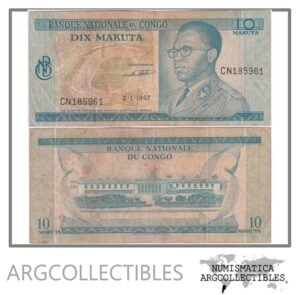 Congo Billete 10 Makuta 1967 P-9 VF
