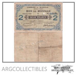 Belgica Billete 2 Francos 1914 Notgeld Commune de Blandain VF