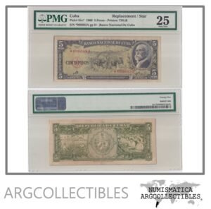 Cuba Billete 5 Pesos 1960 P-91c* VF+ (Reposicion) (Certificado)