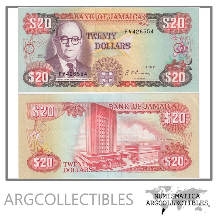Jamaica Billete 20 Dolares 1991 P-72d XF
