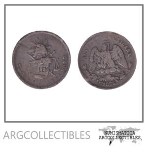 Mexico Moneda 25 Centavos 1875 Za A Plata 903 KM-406.9 F Ceca Zacatecas