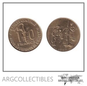 Africa del Oeste Moneda 10 Francos 1997 FAO Laton KM-10 UNC
