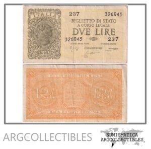 Italia Billete 2 Liras 1944 P-30b VF