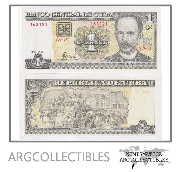 Cuba Billete 1 Peso 2002 P-121b UNC