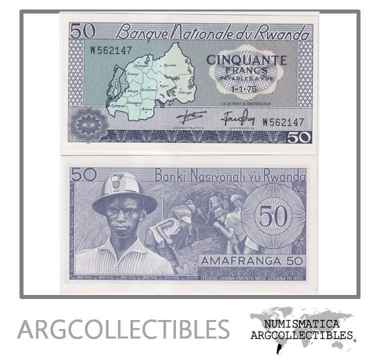 Rwanda Billete 50 Francos 1976 P-7c UNC