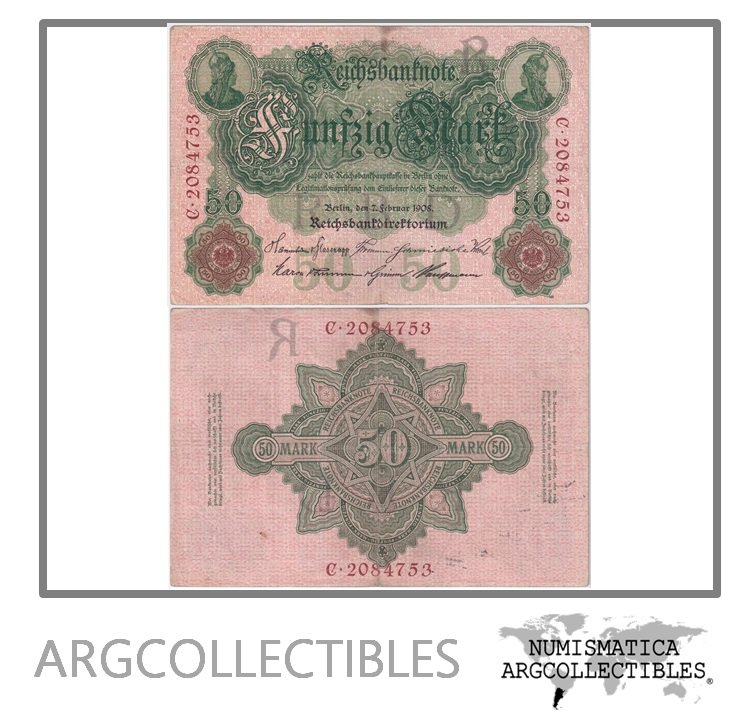 Alemania Billete 50 Marcos 1908 P-32 VF