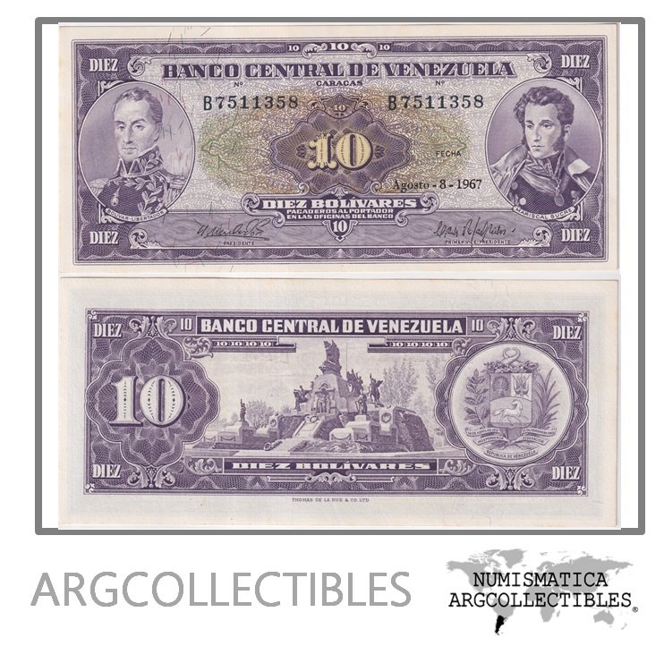 Venezuela Billete 10 Bolivares 1967 P-45d UNC