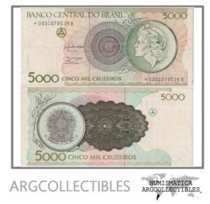 Brasil Billete 5.000 Cruzeiros 1990 P-227/C-222* VF+ (Reposicion)
