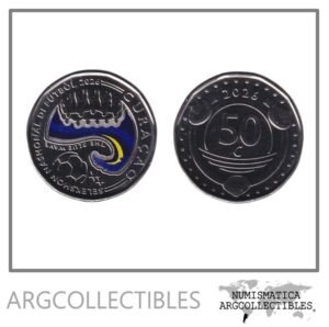 Curacao Moneda 50 Centavos 2026 Acero Color Mundial Futbol La Ola Azul UNC