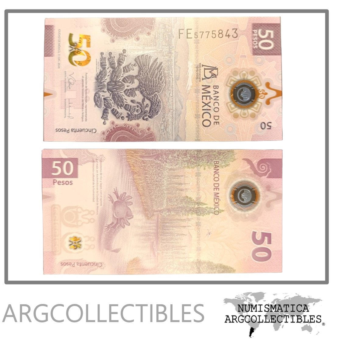 Mexico Billete 50 Pesos 2025 P-138 UNC (Polimero) (50 Aniversario)