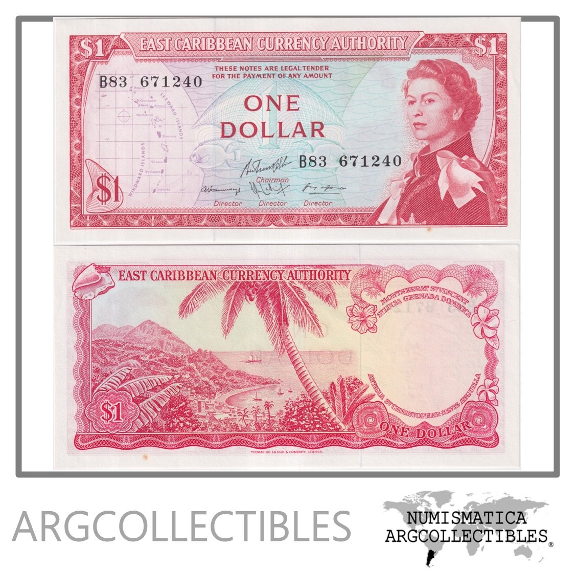 Caribe del Este Billete 1 Dolar 1965 P-13f(2) AU