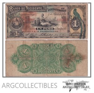 Guatemala Billete 1 Peso 1914 P-S-173 F+ (Escrito) (Banco de Occidente)