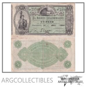 Guatemala Billete 1 Peso 1900 P-S-121b VF (Banco Colombiano)