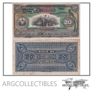 Guatemala Billete 20 Pesos 1914 P-S-179 VF (Banco de Occidente)