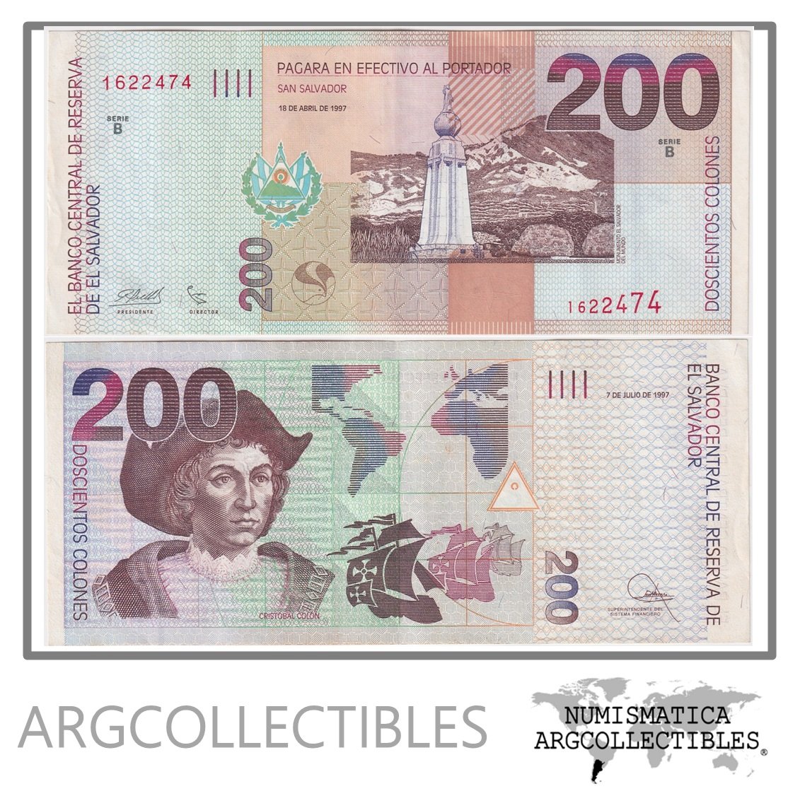 El Salvador Billete 200 Colones 1997 P-152a XF (Serie B)