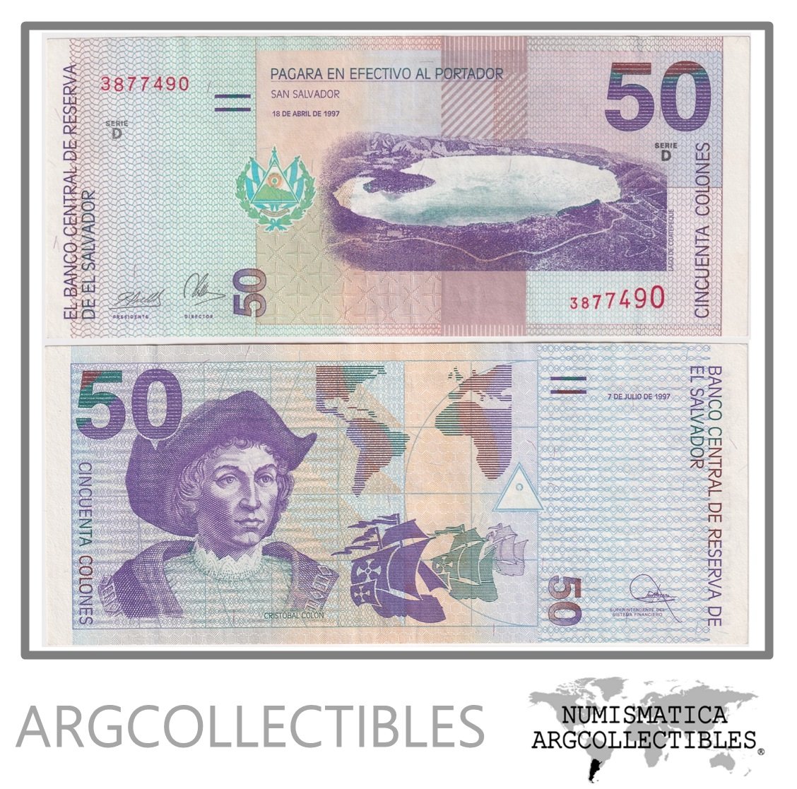 El Salvador Billete 50 Colones 1997 P-150a XF+ (SERIE D)